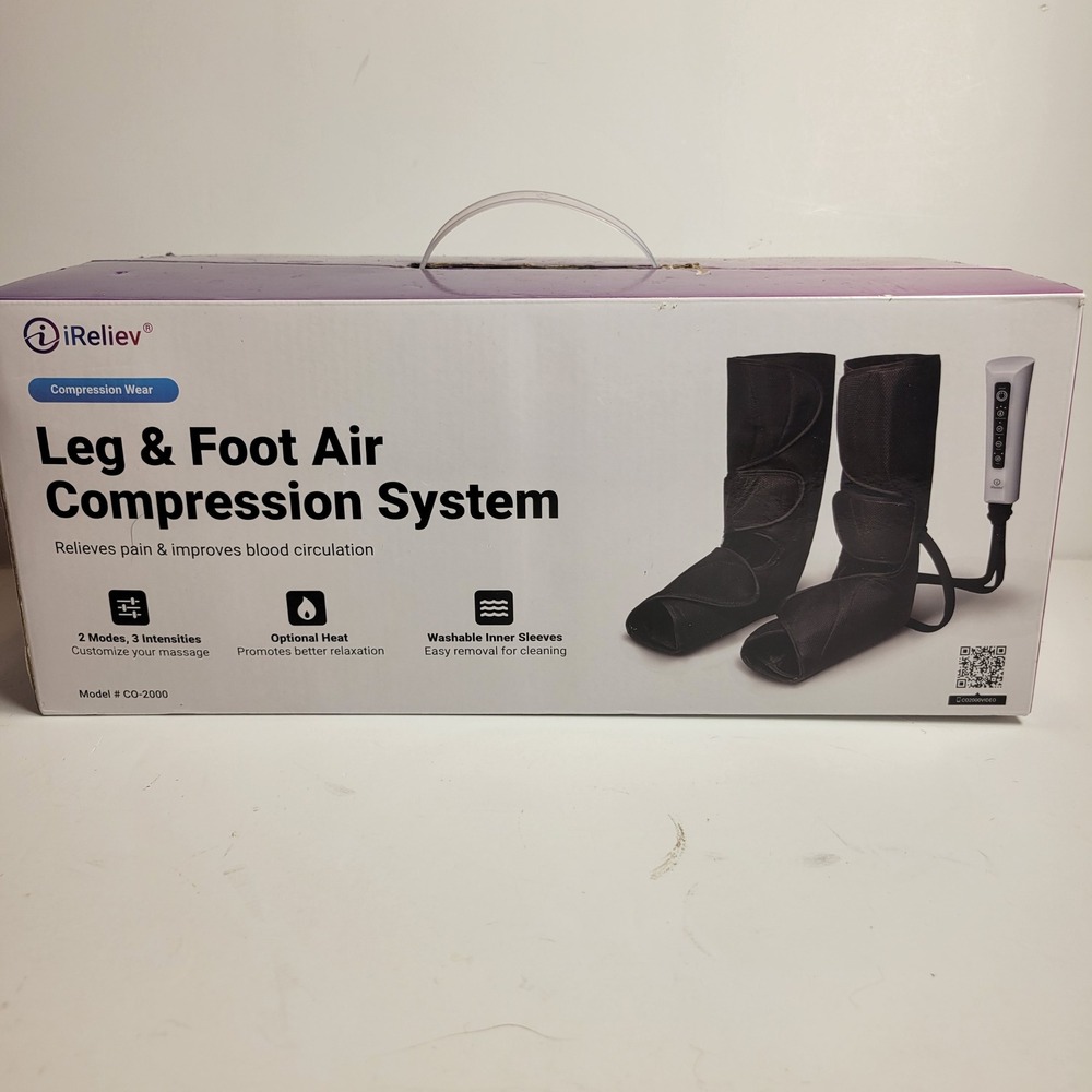 iReliev Leg & Foot Air Compression System Boots with Heat‎ Black CO-2000